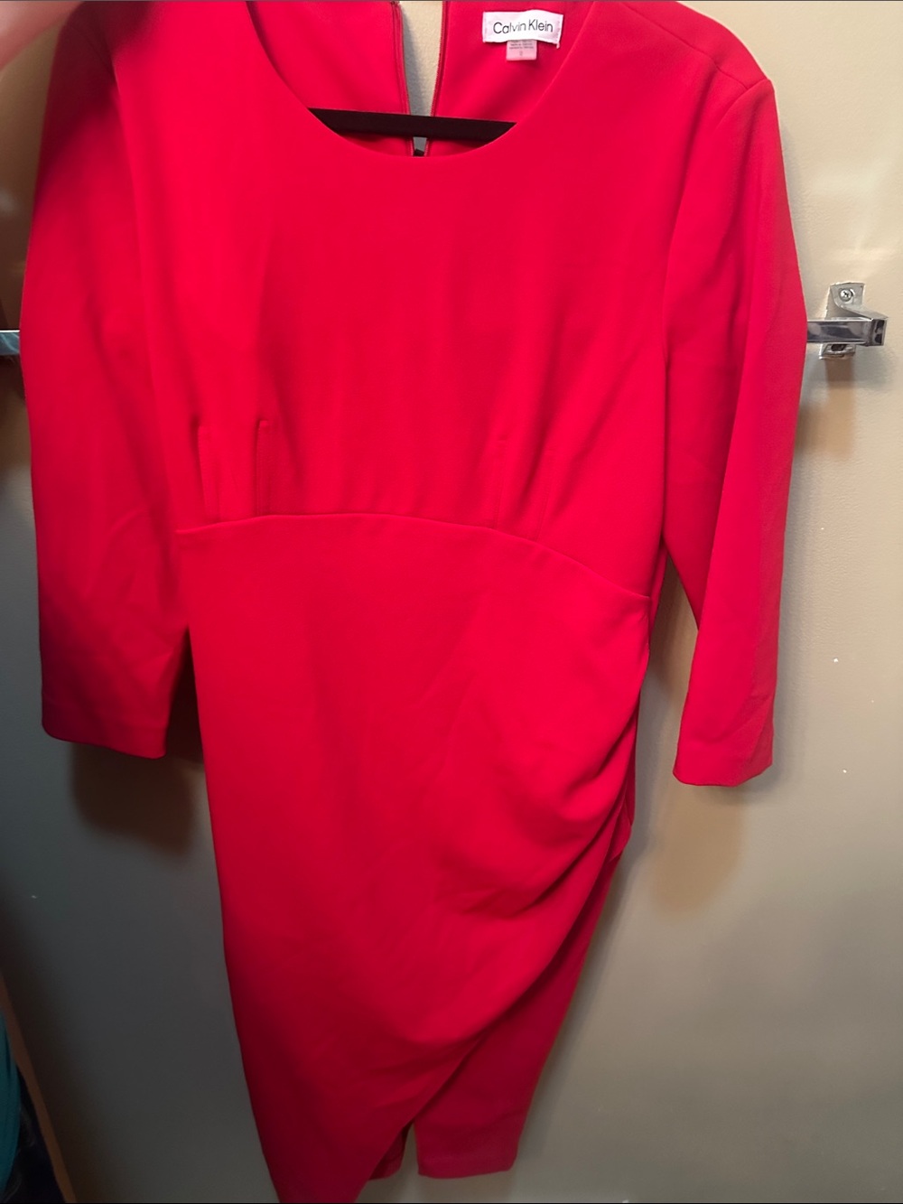 Calvin Klein Bright Red Long-Sleeve Sheath Dress